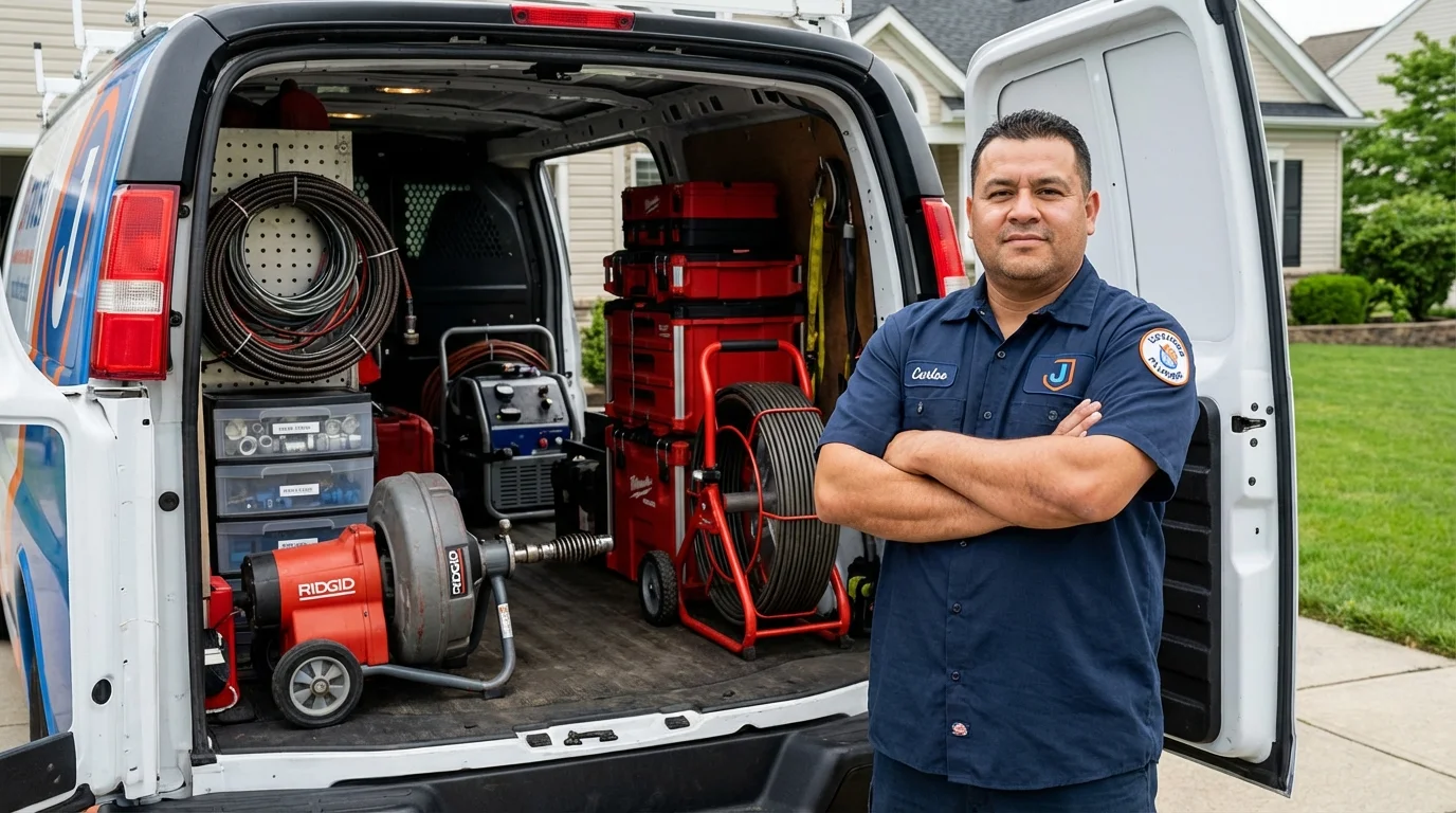 Professional drain cleaning equipment and Johns Plumbing LLC plumber in Anoka
