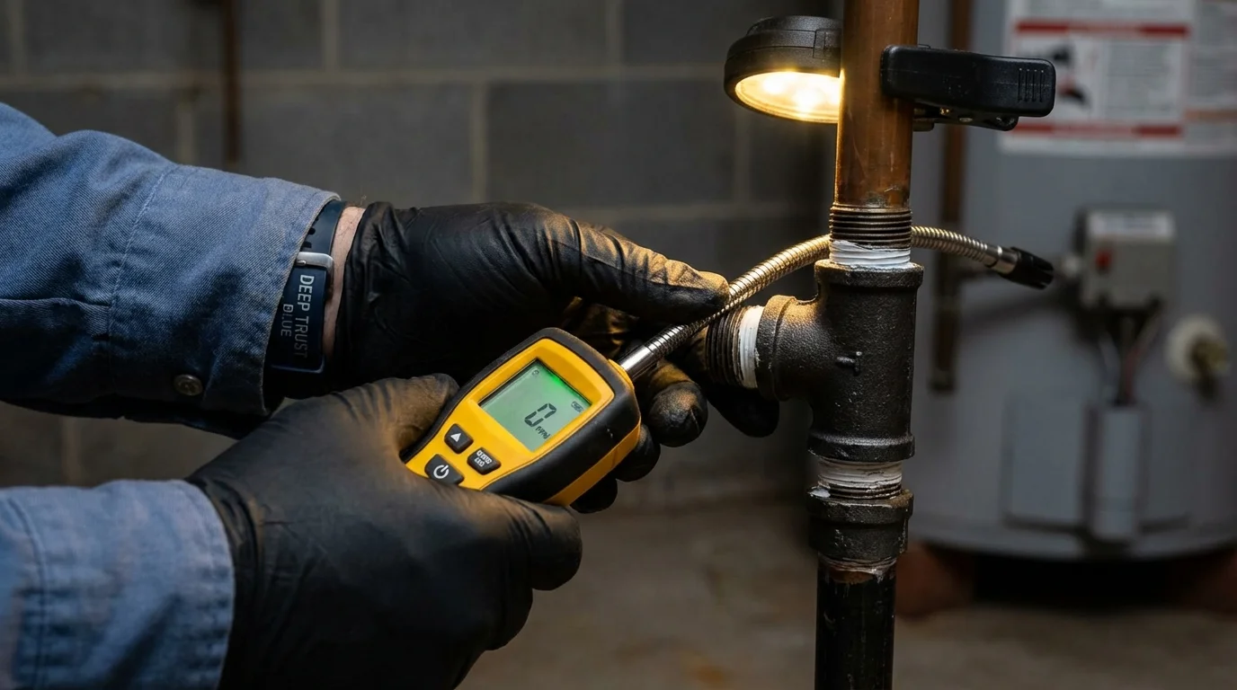 Gas leak detection with electronic sniffer by Johns Plumbing LLC in Anoka